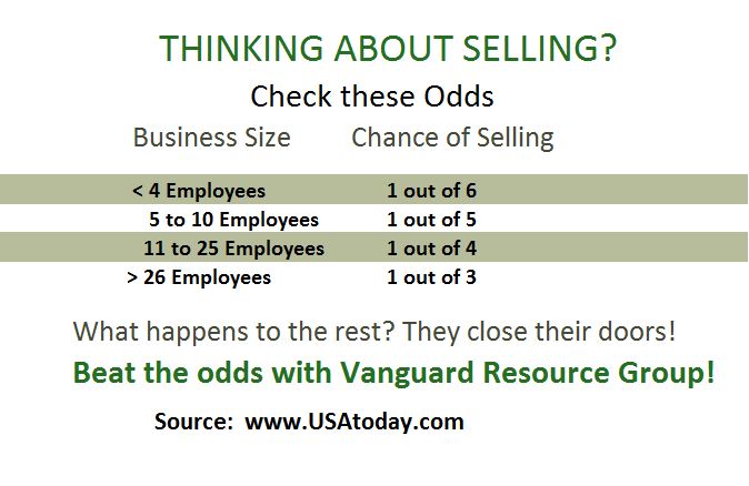 The odds of selling a business aren't good. Let Vanguard Resource Group help you beat those odds.